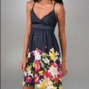 EUC Theory Leene Navy Floral Print 100% Silk Cami Dress Sz 2